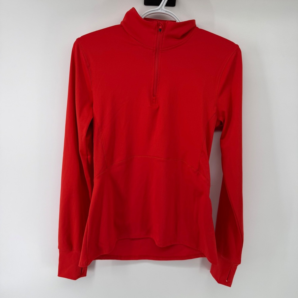 Spyder Active Womens Orange Quarter Zip Pullover Thumbhole‎ Athletic Top Medium
